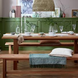 Habitat Denver Oak Dining Table & 2 Pine Benches