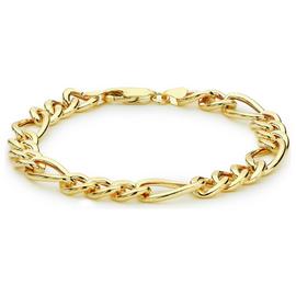 Revere 9ct Gold Italian Diamond Cut Figaro Link Bracelet