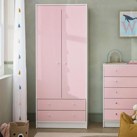 Argos Home Kids Malibu 2 Door 2 Drawer Wardrobe-Pink & White