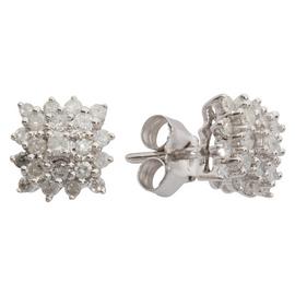 Revere 9ct White Gold 0.25ct Diamond Cluster Stud Earrings
