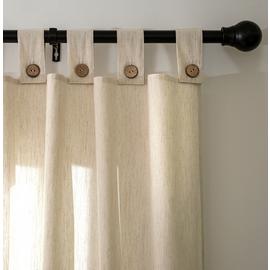 Habitat Button Voile Unlined Tab Top Panel - Natural