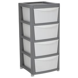 Argos Home 4 Drawer Plastic Storage Drawers - Grey and White