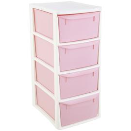 Argos Home 4 Drawer Plastic Drawers - Pink