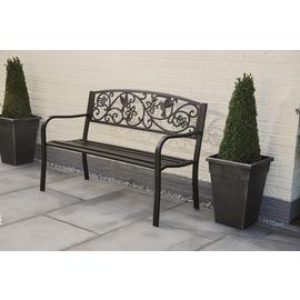Greenhurst 2 Seater Metal Garden Bench - Black