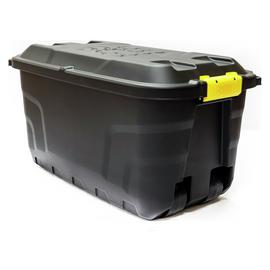 Strata 110L Heavy Duty Wheeled Plastic Storage Trunk - Black
