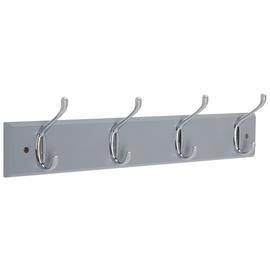 Argos Home Pack of 4 Double Coat Hooks - Grey