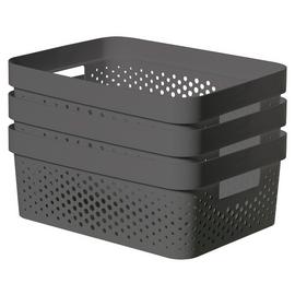 Curver Infinity Dots 3 x 11L Storage Boxes - Grey