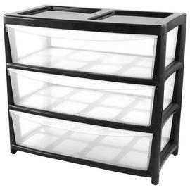Argos Home 3 Drawer Extra Wide Gloss Plastic Drawers - Black
