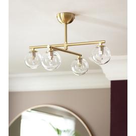 Habitat Chuck 4 Light Flush to Ceiling Light - Brushed Brass