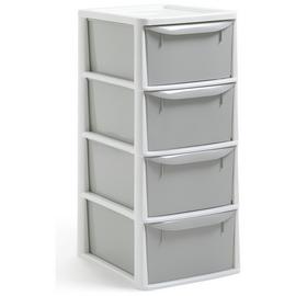 Argos Home 4 Drawer Plastic Drawers - Light Grey