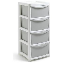 Argos Home 4 Drawer Wide Plastic Drawers - Light Grey
