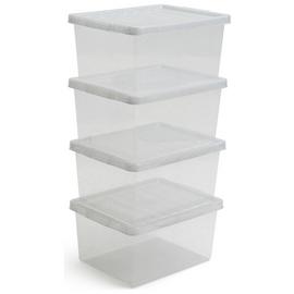 Argos Home 4 x 27 Litre Glitter Storage Boxes - Silver