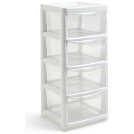 Argos Home 4 Drawer  Plastic Drawers - Silver Glitter