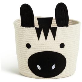 Habitat Zebra Rope Kids Storage Basket - Cream & Black
