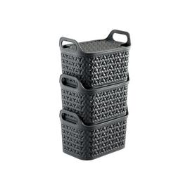 Strata Urban 3 x 4L Plastic Storage Baskets with Lid - Grey