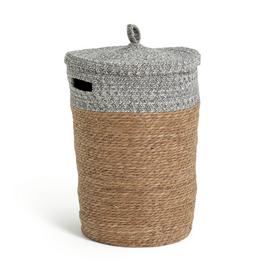 Habitat 80 Litre 2 Tone Woven Rush Jute Laundry Basket