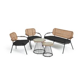 Habitat Noah 4 Seater Metal Garden Sofa Set - Black & Oak