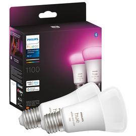 Philips Hue E27 Colour Smart Bulb With Bluetooth - 2 Pack