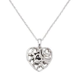 Revere Sterling Silver 1ct Diamond Caged Heart Pendant