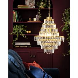 Argos Home Presley Glass 8 Tier Chandelier - Brass