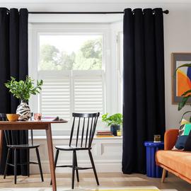Habitat Cord Eyelet Curtains - Black