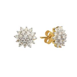 Revere 9ct Gold 0.50ct Diamond Cluster Stud Earrings