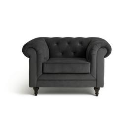Habitat Chesterfield Velvet Armchair - Charcoal