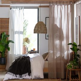 Habitat Cotton Voile Curtain With Ties