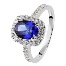 Revere Sterling Silver Cubic Zirconia Solitaire Halo Ring