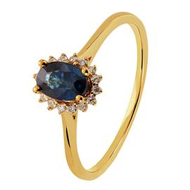 Revere 9ct Gold 0.08ct Diamond and Sapphire Cluster Ring