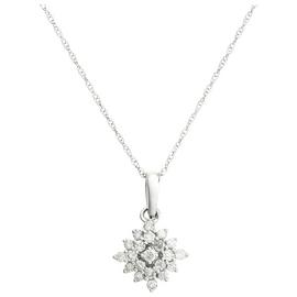 Revere 9ct White Gold 0.25ct Diamond Pendant Necklace
