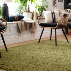 Habitat Noodle Plain Olive Shaggy Rug - 160x230cm