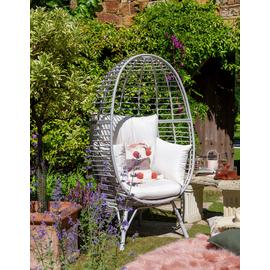 Habitat Kora Rattan Effect Garden Egg Chair - Grey