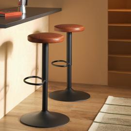 Habitat Hewitt Pair of Faux Leather Bar Stools - Tan