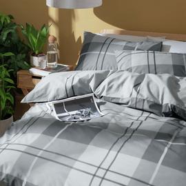 Habitat Check Charcoal Grey Bedding Set - Kingsize