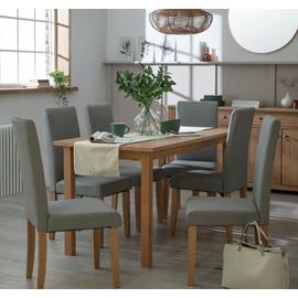 Argos Home Ashdon Solid Wood Dining Table & 6 Grey Chairs