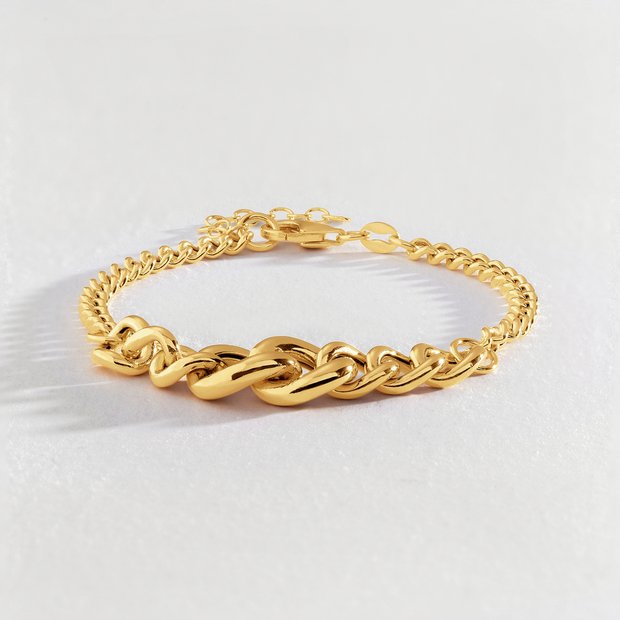 Buy Revere 9ct Gold Plated Silver Graduated Curb Bracelet Womens bracelets Argos