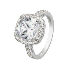 Revere Sterling Silver Cubic Zirconia Solitaire Halo Ring