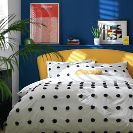 Habitat Cotton Tufted Spot White & Black Bedding Set