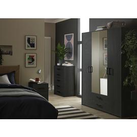 Argos Home Oslo 3 Piece 4 Door Wardrobe Set-Black & Oak