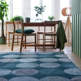 Argos Home Skandi Leaf Teal Cut Pile Rug - 160x230cm