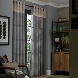Habitat Plain Header Lined Eyelet Curtains - Grey