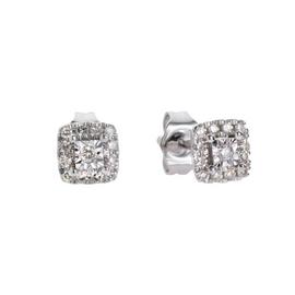 Revere 9ct White Gold Square Diamond Cluster Stud Earrings