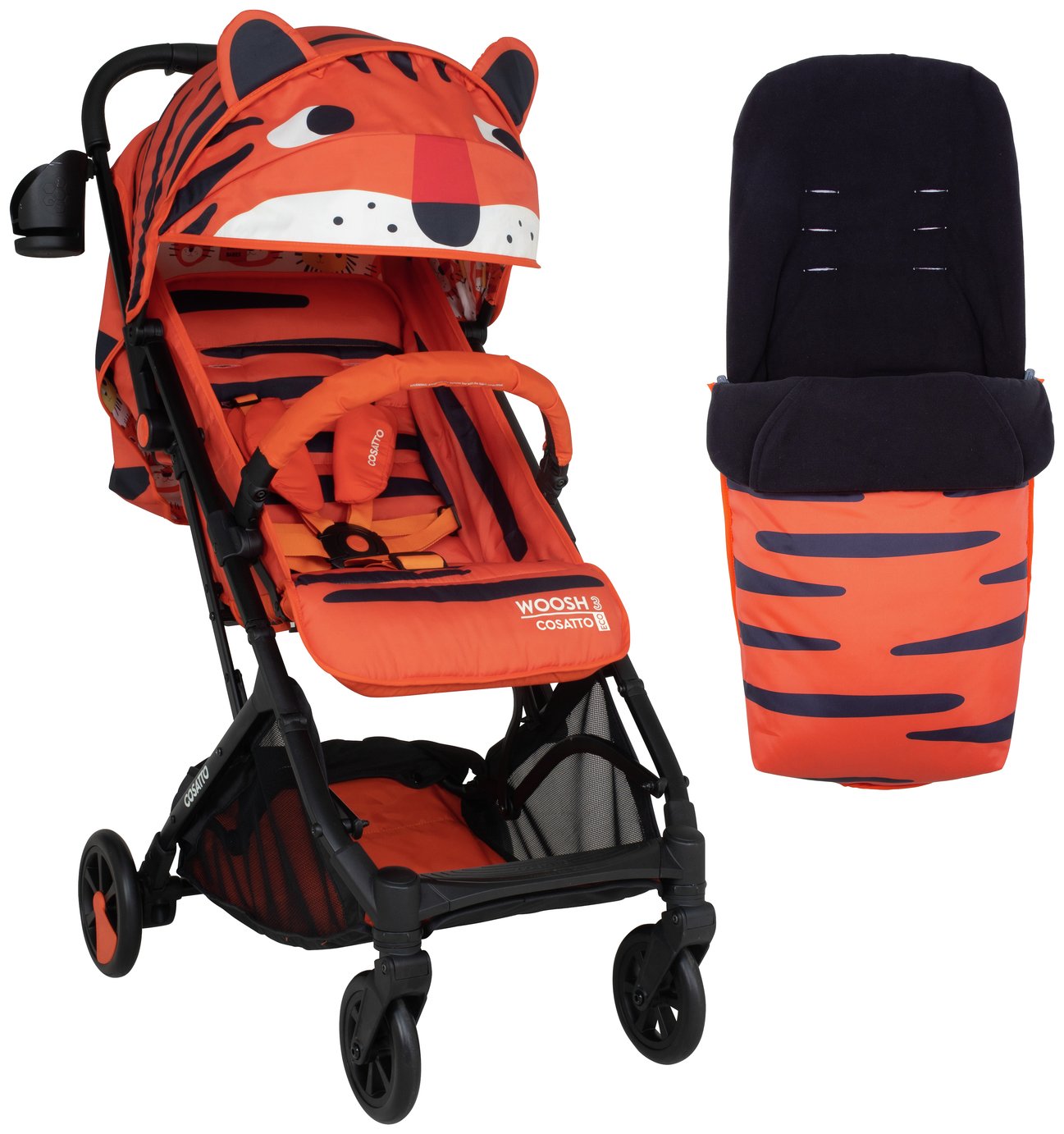 Cosatto Woosh 3 Stroller Tomkin Tiger with Footmuff