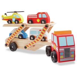 Melissa & Doug Wooden Emergency Vehicle Transporter Truck
