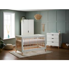 Obaby Maya 3 Piece 2 Door Wardrobe - White and Acacia