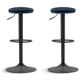 Habitat Hewitt Pair of Velvet Bar Stools - Blue