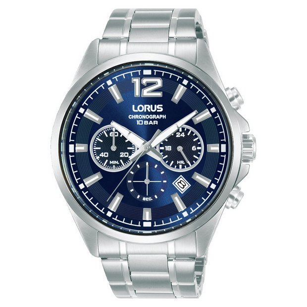 Buy Lorus Men s Stainless Steel Blue Dial Bracelet Watch Men s