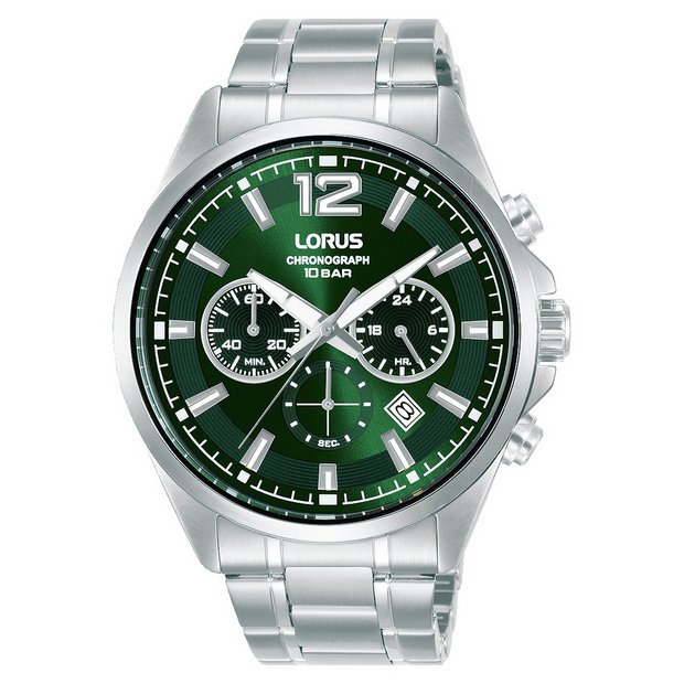 Buy Lorus Men s Stainless Steel Green Dial Bracelet Watch Men s