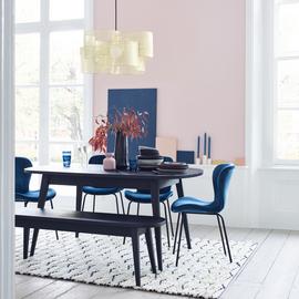 Habitat Etta Extending Black Dining Table & 2 Black Benches